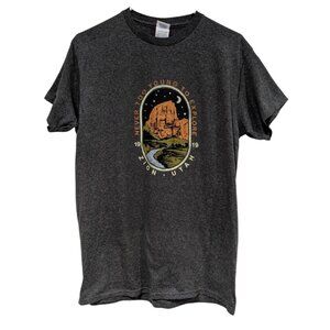 Zion Utah Men's T-Shirt, Gray, Medium, "Never Too Young Too Explore, Delta Pro